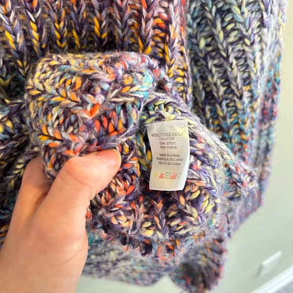 RD Style Warm Intentions Multi Color Mock Neck Sweater Size Medium Rainbow Cozy - Picture 8 of 9